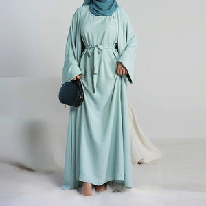 2025 Rắn Màu Sắc Giản Dị Abaya Cho Mùa Hè Cho Qatar Dubai Saudi Arabia Bahrain Trung Đông Hồi Giáo Quần Áo - Product Image 2