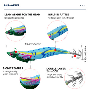 Esca Artificiale per Calamari con Testa Piombata, Luminosa al Buio, con Amo a Ombrello, per Acqua Salata, per Calamari e <span class=keywords><strong>Seppie</strong></span> - Product Image 2
