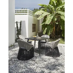 طاولة وكراسي مناسبة للحدائق, طاولة وكراسي ذات 4 مقاعد مصنوعة من الألومنيوم بإطار من الألومنيوم للاستخدام الخارجي في المطاعم والحدائق