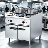 Friteuse verticale professionnelle à double cuve avec armoire, friteuse électrique en acier inoxydable pour poulet et frites
