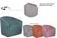 Fauteuil pivotant individuel CARLFORD style nordique, chaise d'appoint, fauteuil de salon, chaise de canapé d'hôtel, fauteuil moderne et confortable pour salon et chambre à coucher