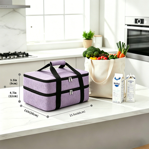 Bolsa Térmica Morada para Transportar Comida, Bolsa Aislante de Doble Capa para Transporte de Alimentos Calientes y Fríos, para Fiestas y Picnics - Product Image 3