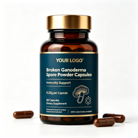 Poudre de spores de Ganoderma brisées 60 capsules Supplément de champignon Reishi Stimulant immunitaire Personnalisation OEM ODM pour le soutien de la santé