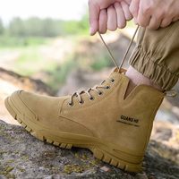Bottes de sécurité en cuir suédé pour hommes, embout en acier, semelle intermédiaire en Kevlar, semelle en caoutchouc anti-perforation, chaussures de travail industrielles