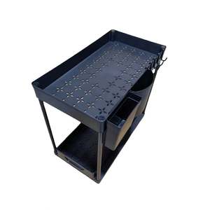 ตะกร้าจัดระเบียบใต้ตู้ครัว/ห้องน้ำแบบเลื่อนได้ 2 ชั้น พร้อมตะขอแขวน ถ้วย และที่ใส่ตะเกียบ - Product Image 6