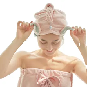 कस्टम लोगो microfiber सुपर शोषक बाल पगड़ी सुखाने लपेटें तौलिया चलनेवाली कान त्वरित सूखी सूखी करने के लिए सिर के साथ महिलाओं के लिए और बच्चों