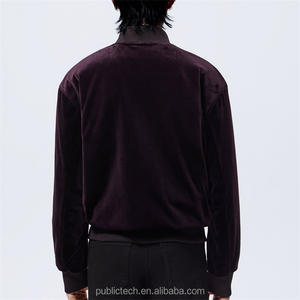 Blouson bombardier en velours pour homme, logo personnalisé, ample, décontracté, à la mode, 100% polyester, OEM, vente en gros - Product Image 3