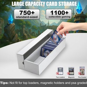 Boîte de rangement pour cartes à collectionner Case Ball avec couvercle, en carton ondulé blanc, pour cartes de sport TCG horizontales - Product Image 2