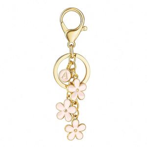 Llavero con Letras del Alfabeto Florales Rosas, Hecho a Mano, 26 Letras, Llavero de Metal, Decoración de Bolsos Linda y Moderna, Regalo - Product Image 6