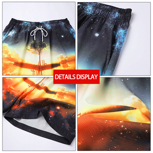 <span class=keywords><strong>Shorts</strong></span> de bain mi-longs pour hommes, imprimé galaxie, taille mi-haute élastique, respirants, séchage rapide, légers, en Spandex/Polyester, vente en gros - Product Image 5