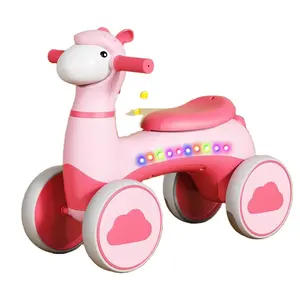 Roze Kinder Vierwielige Balancerende Auto 1-3 Jaar Oude Nieuwe Scooter Mannelijke En Vrouwelijke Baby Wandelaars Zonder Fiets Body Light Kan