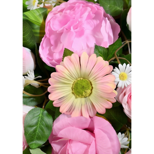 <b>Artificial</b> Pink Rose and Daisy <b>Bouquet</b> Decorative Wreath and Swag Floral Arrangement for Home Wedding Wall Decor - Product Image 4