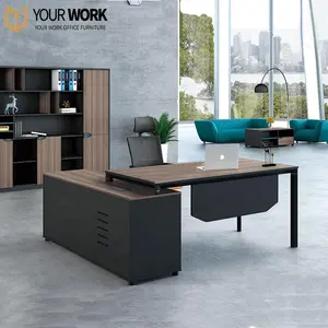 Venta caliente muebles de oficina en casa Mesa moderna gerente negro tamaño pequeño escritorio de oficina ejecutiva de madera de melamina