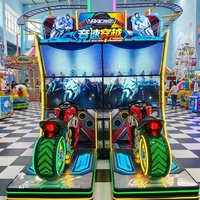 Juego de Carreras de Motos Operado con Monedas para Centros de Entretenimiento Interiores, Simulador de Carreras de 2 Jugadores y 4 Pantallas con Efectos Visuales Inmersivos