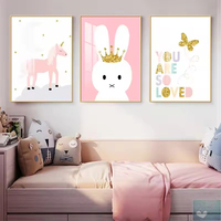 Poster merah muda Modern, dekorasi rumah untuk ruang tamu, lukisan kristal porselen, seni dinding, potret anak perempuan