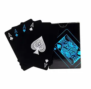 Пользовательские взрослые карты ПВХ водонепроницаемые покерные двойные пластиковые сублимационные покерные логотипы черная бумага для печати игральные карты