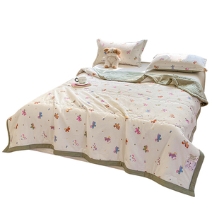 Set Copripiumino Estivo a Righe con Cuccioli - Morbida Biancheria da Letto a Doppio Strato in Garza per Bambini, Piumino Leggero e Traspirante - Product Image 6