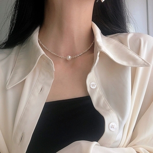 <span class=keywords><strong>Collier</strong></span> de <span class=keywords><strong>perles</strong></span> en argent LT-867 pour femmes printemps été Style léger luxe argent clavicule chaîne Niche Design sens cadeau - Product Image 3