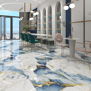 Baldosas de Porcelana con Aspecto de Mármol Chino Azul, Blanco y Dorado <span class=keywords><strong>para</strong></span> Revestimiento Exterior e Interior 60x120 75x150 80x80, Pared de Lujo - Product Image 2