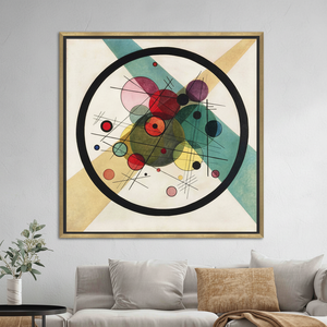Modern Abstract Art Kandinsky Circles <b>Canvas</b> Print - Elegant Decor,GOLD <b>FRAMED</b> <b>CANVAS</b> - Product Image 3