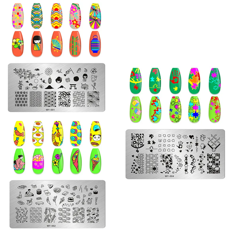 ODM OEM Nail Transfer Plate para manicura DIY Nail Art Template Stencil Tools