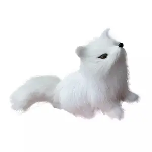元旦礼物模拟动物狐狸模型摆件毛绒动物玩具卡通宠物白狐狸礼物