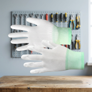 Guantes ESD Palm PU Guante de control estático Guantes electrónicos Pu Fingertips Hilo de carbono recubierto Nylon mixto Sala limpia Hecho en Corea - Product Image 3