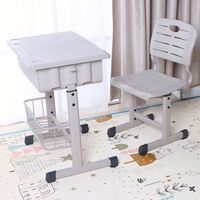 Ensemble bureau et chaise pour étudiants, réglable en hauteur, durable, avec structure métallique et plateau de travail en plastique, pour l'étude en classe