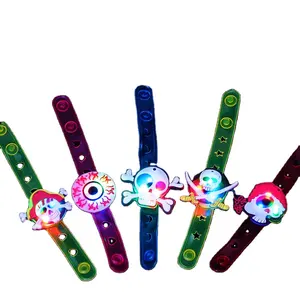 T1360 Halloween Glow Watch with LED Flash Wrist Strap Children's Soft Rubber Toy Silicone Bracelet Cartoon Gift