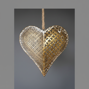 Decoración colgante de corazón de metal hecha a mano para árbol de Navidad y pared del hogar - Product Image 1