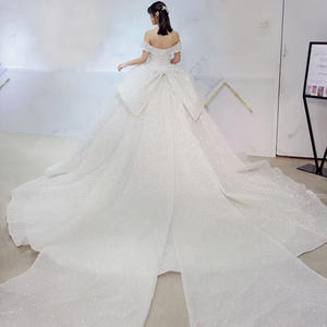 AL1012 2025 nouvelle robe de mariée pour femmes ciel étoilé <span class=keywords><strong>grande</strong></span> queue avec dentelle brillante décoration décontractée pour mariage ou <span class=keywords><strong>grande</strong></span> <span class=keywords><strong>taille</strong></span> mariées - Product Image 4