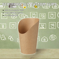 Gobelets en papier kraft personnalisés avec logo imprimé et estampage à chaud doré, à paroi simple, pour frites gaufrettes et charcuterie à emporter