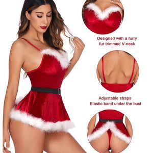 New European and American style Christmas lingerie, adult sexy halter bodysuit with <b>bow</b> Christmas set wholesale. - Product Image 2