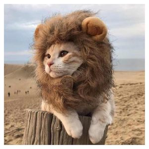Masque de lion pour chat, jouet amusant pour animaux de compagnie, costume de chat, perruque pour chats, coiffe à crinière douce pour Halloween, Noël, anniversaire, accessoires photo - Product Image 1