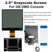 Kit d'écran LCD HISPEEDIDO 2,5 pouces en niveaux de gris pour GameBoy GB DMG, même taille d'affichage, installation facile, menu OSD intégré.