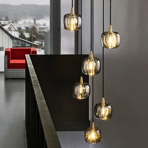 Lampadario moderno per scale di illuminazione interna, decorazione per la casa sala da pranzo in metallo lampada <span class=keywords><strong>a</strong></span> <span class=keywords><strong>sospensione</strong></span> in vetro - Product Image 2