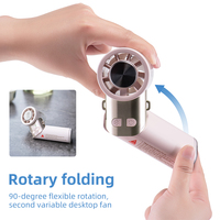 Ventilateur de refroidissement multifonctionnel 3600mAh, 100 vitesses, tête rotative pliable, lumière LED, moteur sans balais, ventilateur personnel portable
