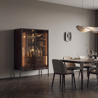 Buffets et armoires en verre de style ferme moderne en bois avec bar intégré et rangement à vin pour salon – Meubles de luxe