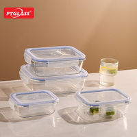 Pyglass Moderne Mikrowellen-Glas-Bento-Box Hitzebeständiger Lebensmittel-Aufbewahrungsbehälter mit Unterteiltem Design für Küchenaufbewahrung