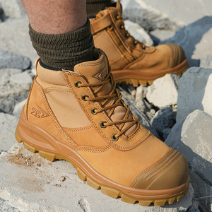 Botas antipenetración de cuero nobuk cómodas con cremallera lateral para hombre de Australia, zapatos de trabajo de seguridad de color marrón oscuro para hombre - Product Image 3