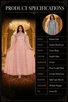 Robe de soirée caftan à sequins, ornée de dentelle florale 3D perlée, manches cape fendues, col montant, pour femmes musulmanes