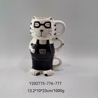 Tazas de café de Panda de cerámica pintadas a mano