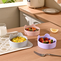 Bol de cuisine en silicone résistant à la chaleur de style coréen, couleurs rose, jaune, gris, vert, violet, pour enfants, camping, en stock