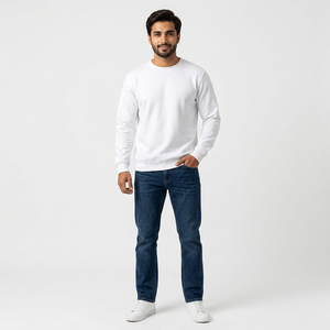 Custom Men's Crew Neck Hoodie Long Sleeve <b>Thick</b> <b>Fleece</b> Sweatshirt 100% Cotton for Winter Season Hoodies - Product Image 1