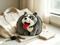 Porte-monnaie en peluche bouledogue de dessin animé, adorable pochette à monnaie en peluche, cadeau promotionnel souvenir, personnalisé, rembourrage en coton PP, unisexe, pour fêtes