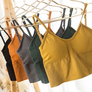 Sujetador deportivo antichoque con realce, tipo camisola sin costuras, acolchado, transpirable, informal, para mujer, ideal para fitness y verano. - Product Image 4