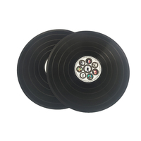 Dessous de verre en vinyle souple en PVC pour disque phonographique vintage Les sous-verres ronds en silicone peuvent être imprimés avec LOGO