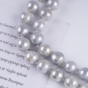 Vente en gros de cordon pour bracelet DIY de 18 cm, perles Edison brillantes plaquées huile de 13-15 mm, perles d'eau douce blanches naturelles, styles dispersés - Product Image 4