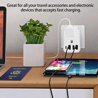 Adaptateur de prise UK vers Europe, adaptateur de voyage avec mise à la terre, 3 ports USB-A, 1 port USB-C, 16A SDK pour l'Europe (Allemagne/France)