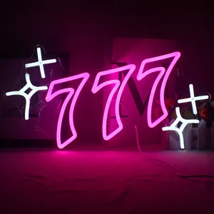 Ineonlife Lucky Number 7 Neon Light Casino Custom LED Bar Party Room Gaming Wall Decor Sacred Seven Luminous Jackpot Art Signs